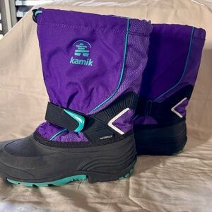 Kamik Purple and Black Boots with Teal Accents